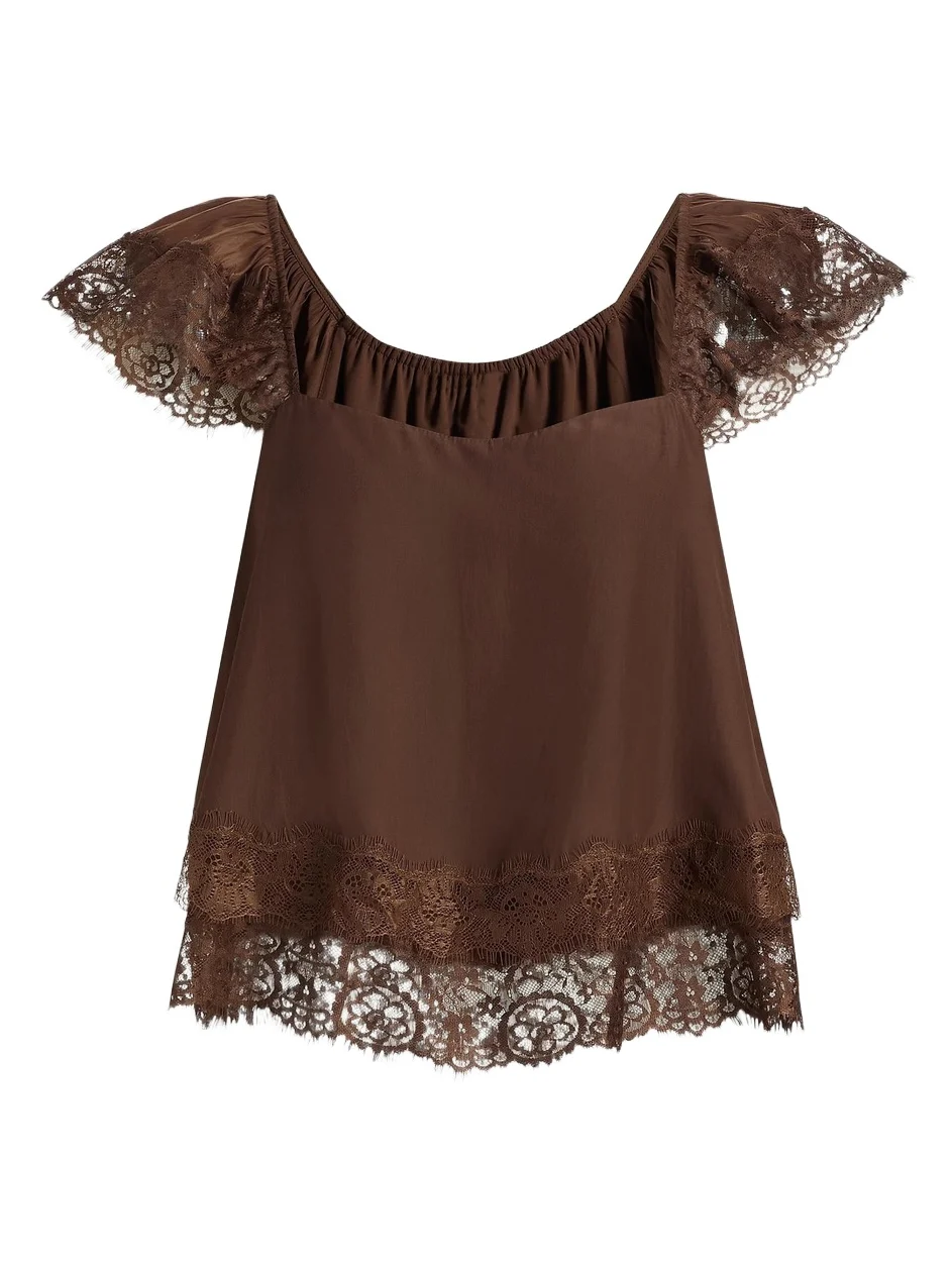 Women's Lena Lace-Trim Square-Neck Top Women's Lena Lace-Trim Square-Neck Top