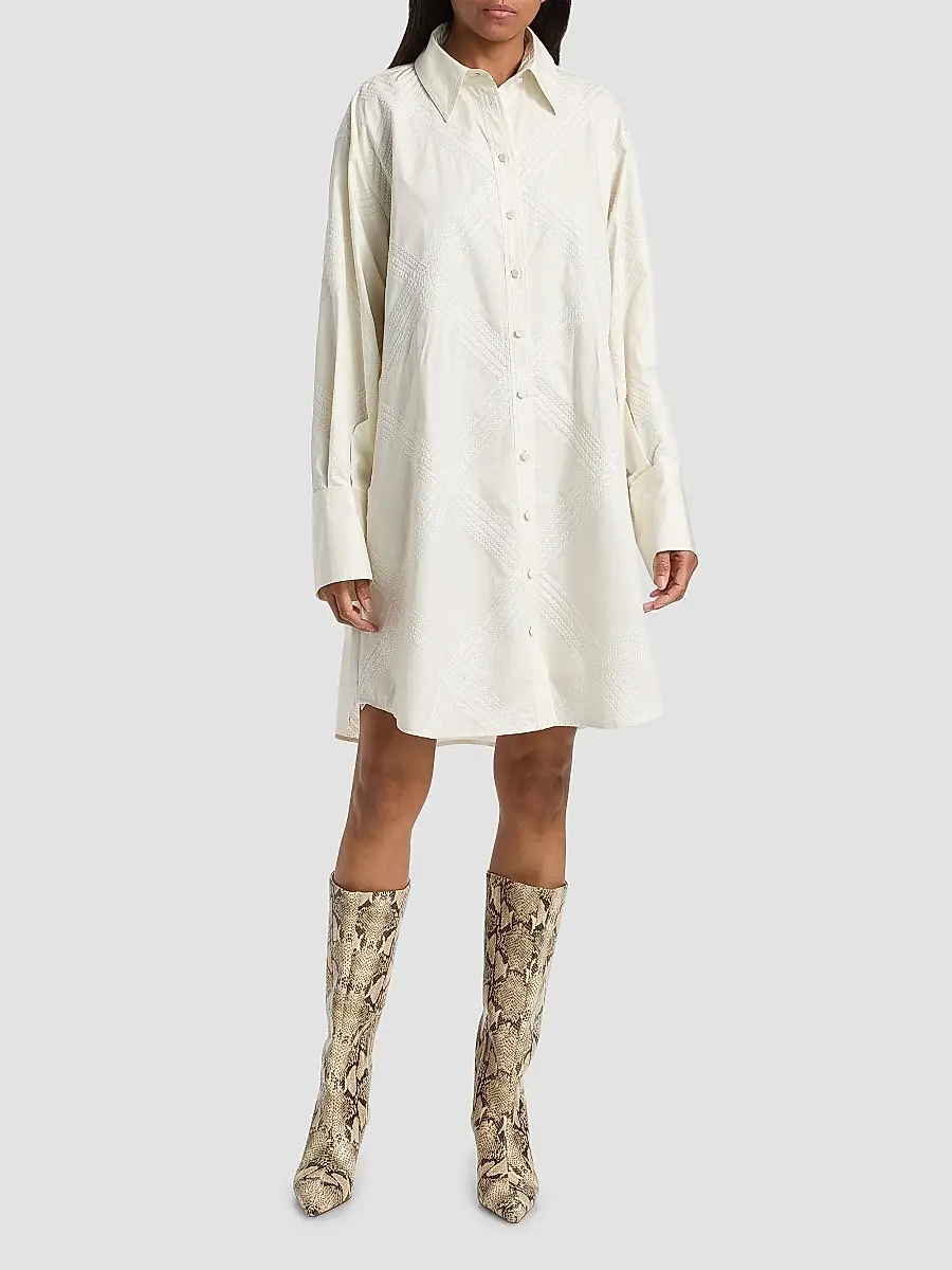 Derek Lam Women's Piper Embroidered Shirtdress | Thumbnail 2 Derek Lam Women's Piper Embroidered Shirtdress | Thumbnail 2