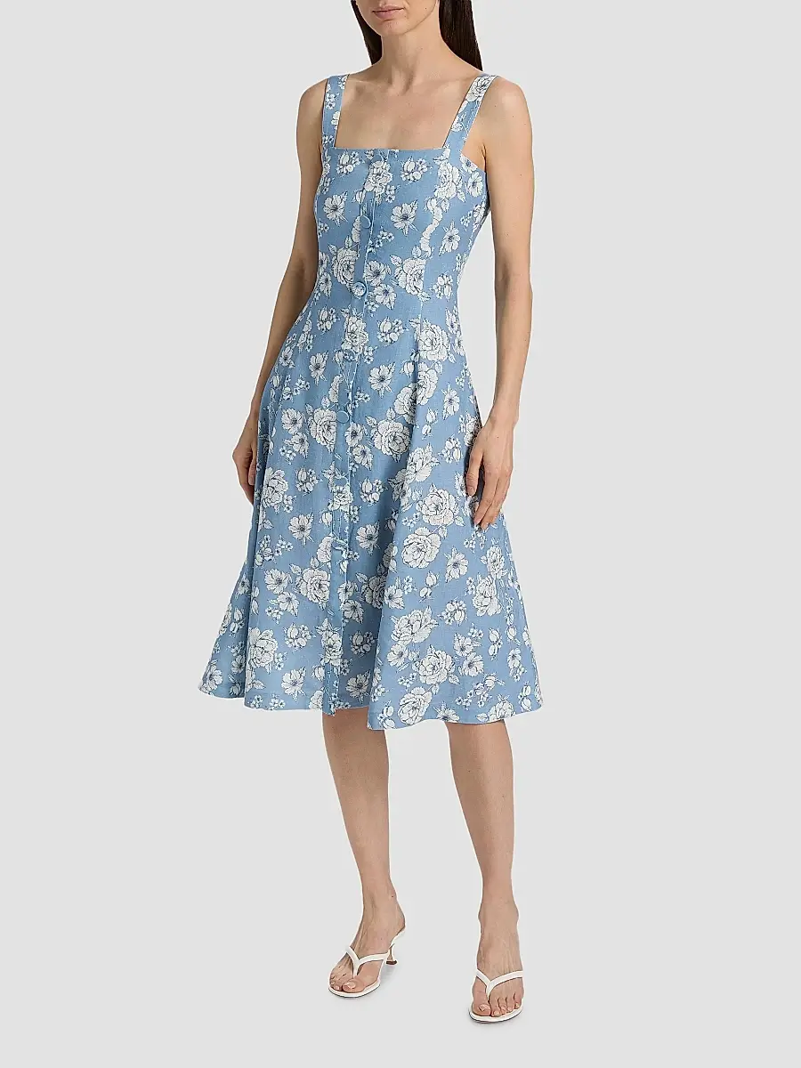 Generation Love Women's Freida Floral Linen-Blend Midi-Dress | Thumbnail 2 Generation Love Women's Freida Floral Linen-Blend Midi-Dress | Thumbnail 2