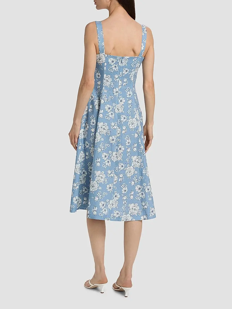 Generation Love Women's Freida Floral Linen-Blend Midi-Dress | Thumbnail 5 Generation Love Women's Freida Floral Linen-Blend Midi-Dress | Thumbnail 5