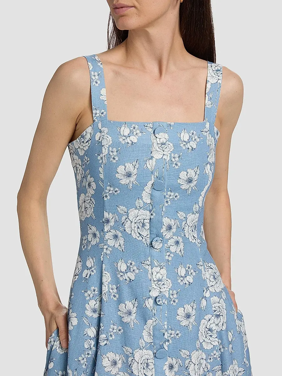 Generation Love Women's Freida Floral Linen-Blend Midi-Dress | Thumbnail 6 Generation Love Women's Freida Floral Linen-Blend Midi-Dress | Thumbnail 6