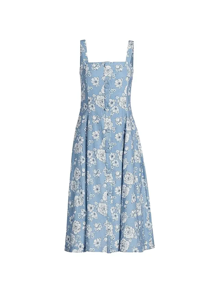 Generation Love Women's Freida Floral Linen-Blend Midi-Dress - Heritage Toile White | Image 1 Generation Love Women's Freida Floral Linen-Blend Midi-Dress - Heritage Toile White | Image 1