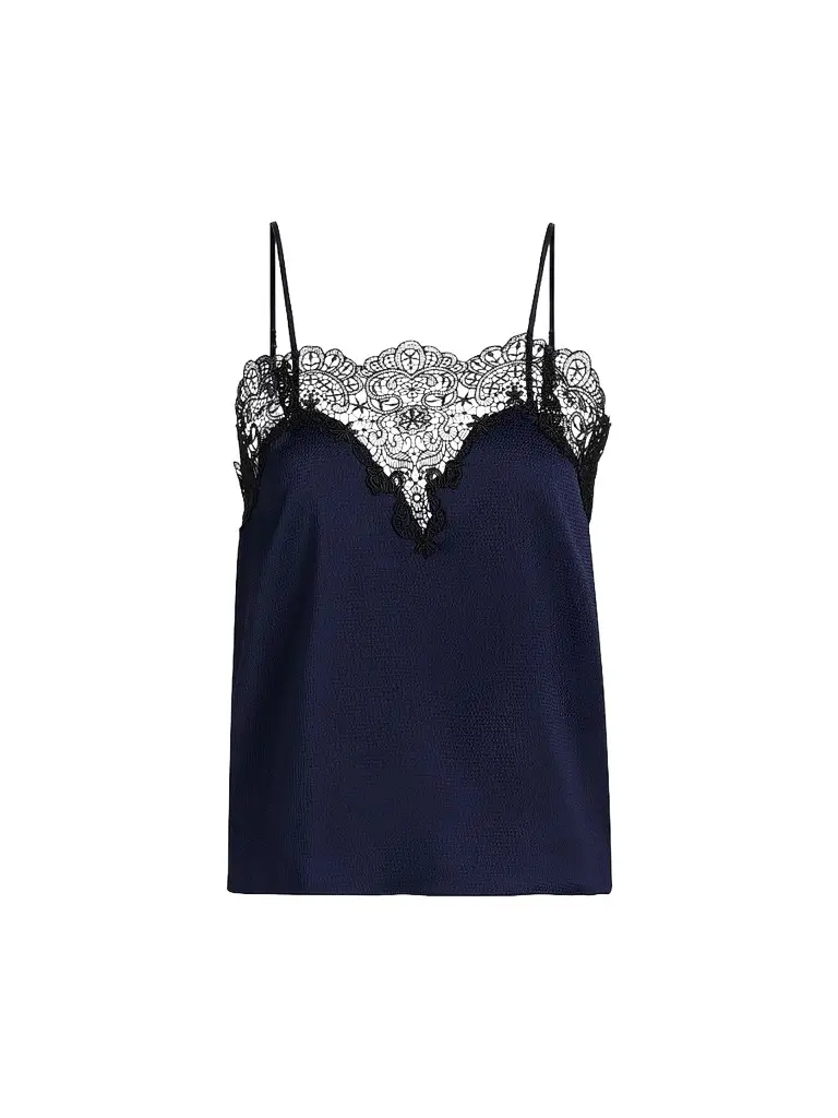 Generation Love Women's Alisa Floral Laced Satin Camisole - French Navy Black | Image 1 Generation Love Women's Alisa Floral Laced Satin Camisole - French Navy Black | Image 1
