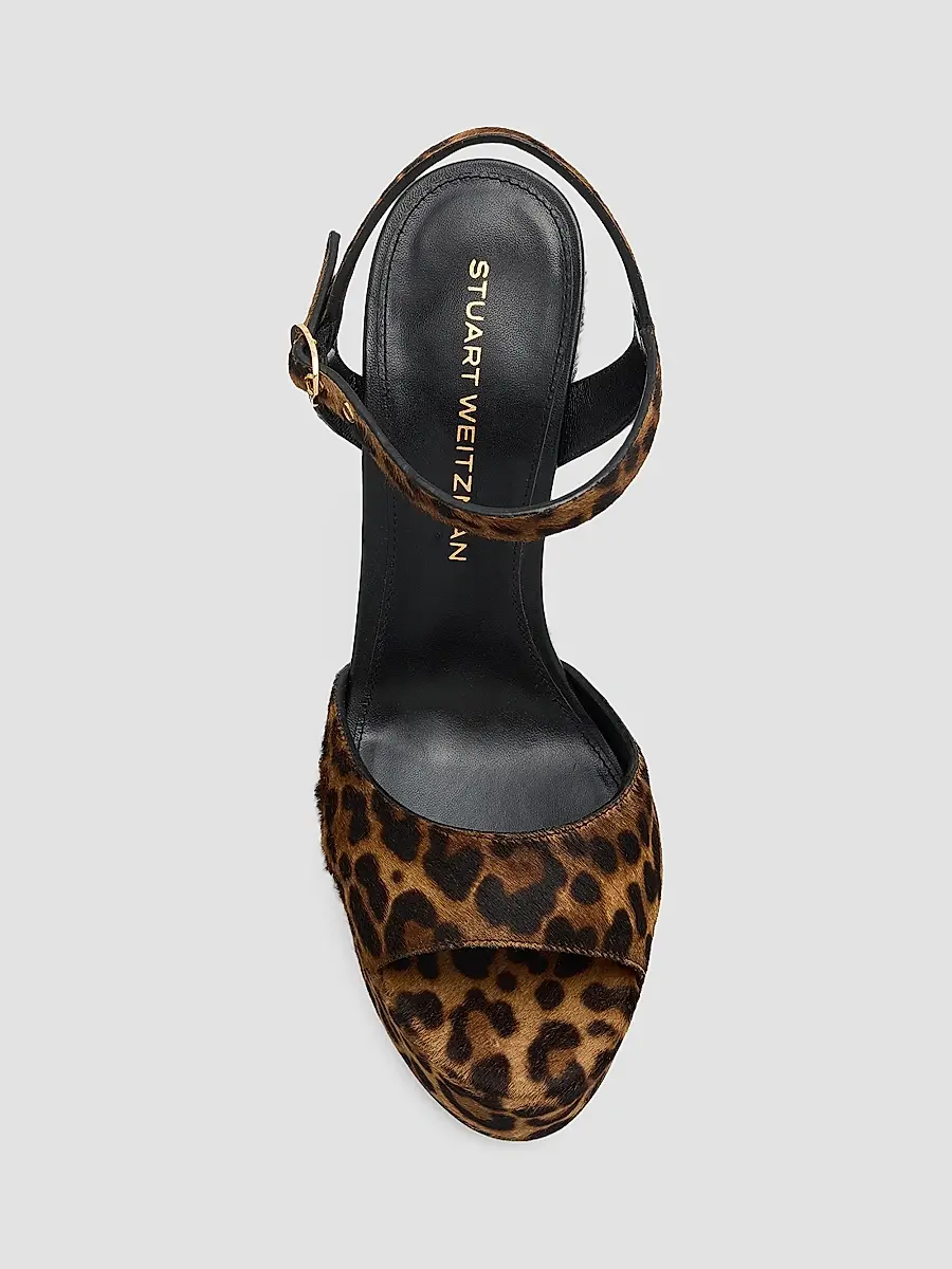 Stuart Weitzman Women's Reade 130MM Leopard-Print Calf Hair Platform Sandals | Thumbnail 4 Stuart Weitzman Women's Reade 130MM Leopard-Print Calf Hair Platform Sandals | Thumbnail 4