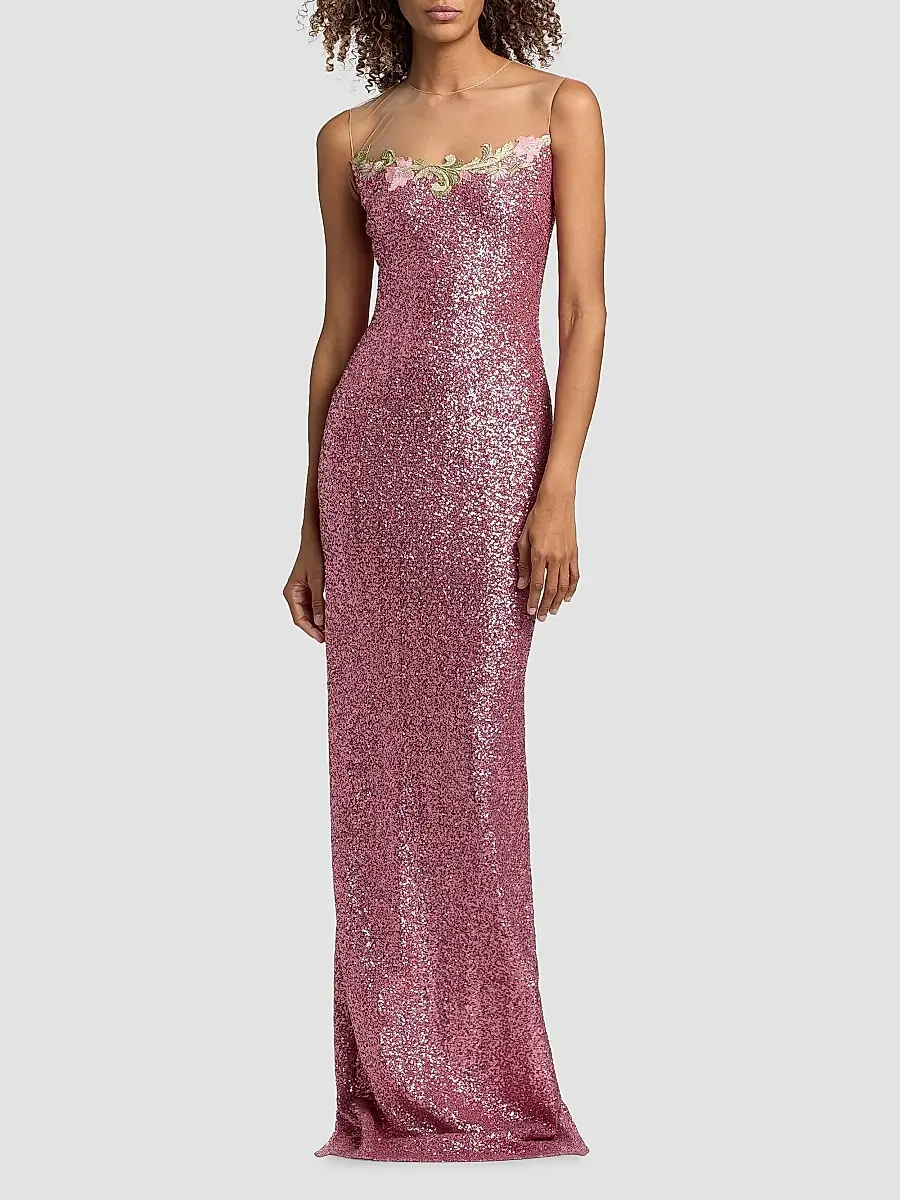 Naeem Khan Women's Floral-Appliquéd Sequined Gown | Thumbnail 2 Naeem Khan Women's Floral-Appliquéd Sequined Gown | Thumbnail 2