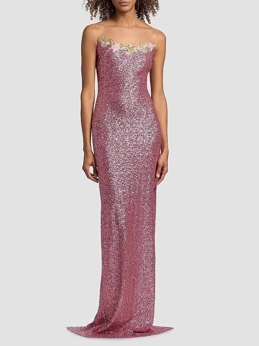 Naeem Khan Women's Floral-Appliquéd Sequined Gown | Thumbnail 3 Naeem Khan Women's Floral-Appliquéd Sequined Gown | Thumbnail 3
