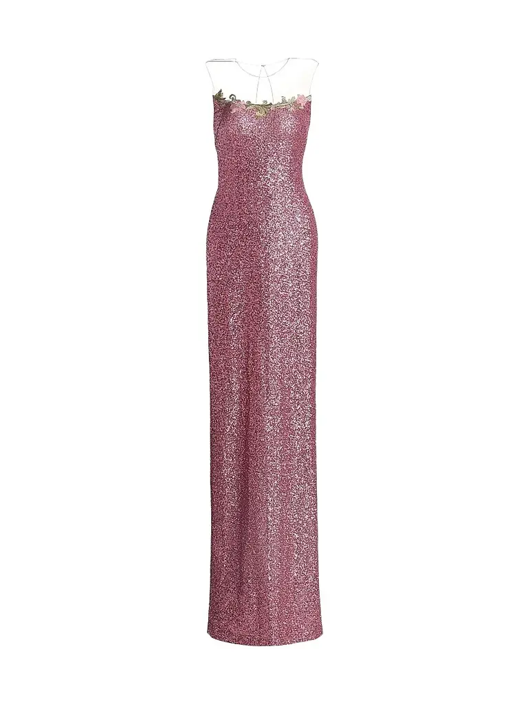 Naeem Khan Women's Floral-Appliquéd Sequined Gown - Pink Multi - Size 10 | Image 1 Naeem Khan Women's Floral-Appliquéd Sequined Gown - Pink Multi - Size 10 | Image 1
