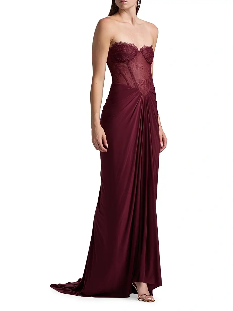 BCBGMAXAZRIA Women's Lace & Jersey Strapless Gown | Thumbnail 2 BCBGMAXAZRIA Women's Lace & Jersey Strapless Gown | Thumbnail 2