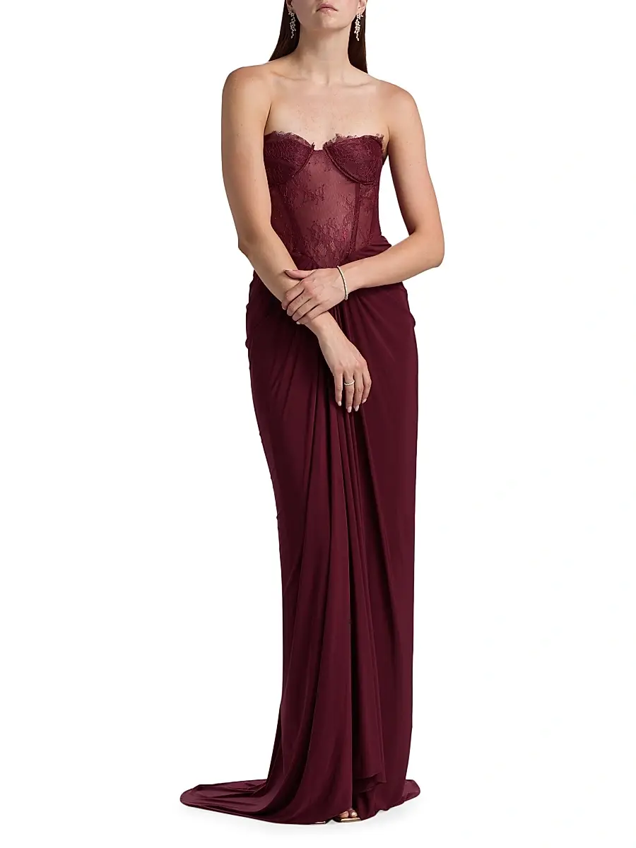 BCBGMAXAZRIA Women's Lace & Jersey Strapless Gown | Thumbnail 3 BCBGMAXAZRIA Women's Lace & Jersey Strapless Gown | Thumbnail 3