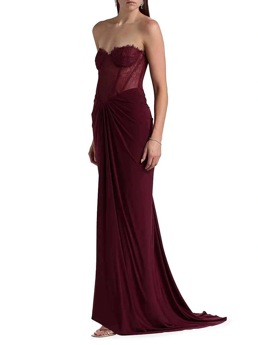 BCBGMAXAZRIA Women's Lace & Jersey Strapless Gown | Thumbnail 4 BCBGMAXAZRIA Women's Lace & Jersey Strapless Gown | Thumbnail 4