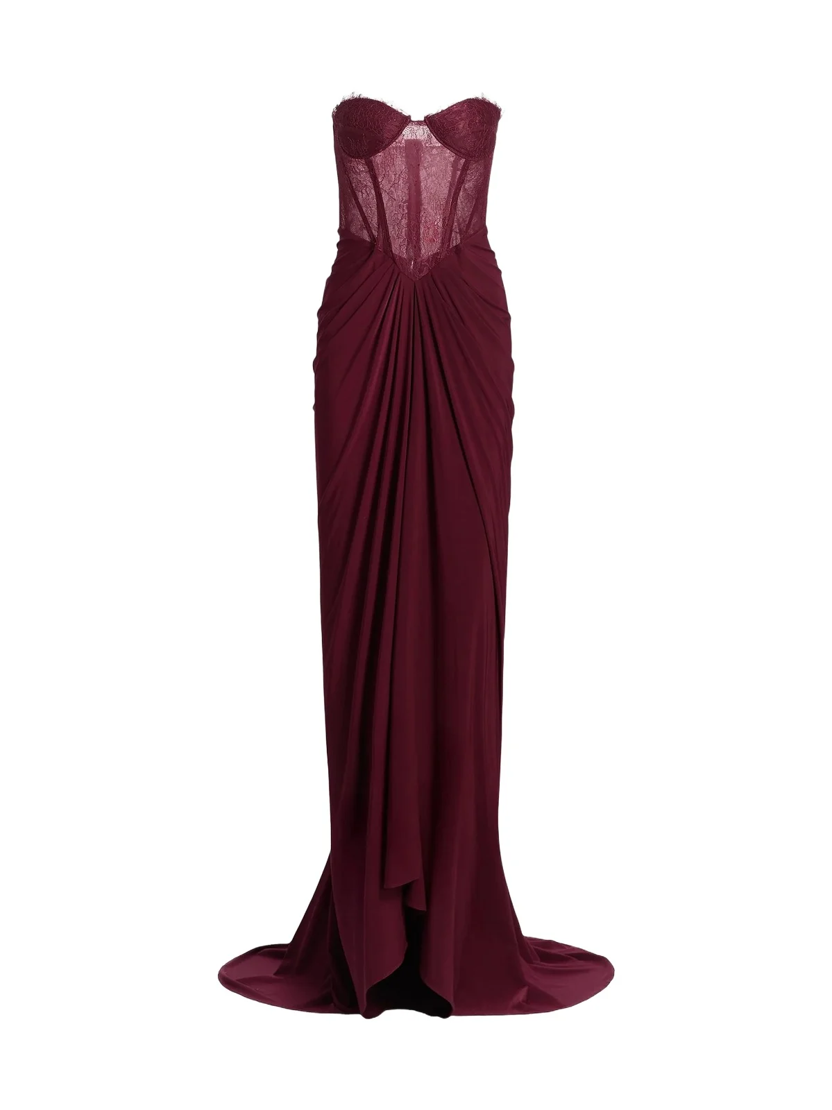 Women's Lace & Jersey Strapless Gown