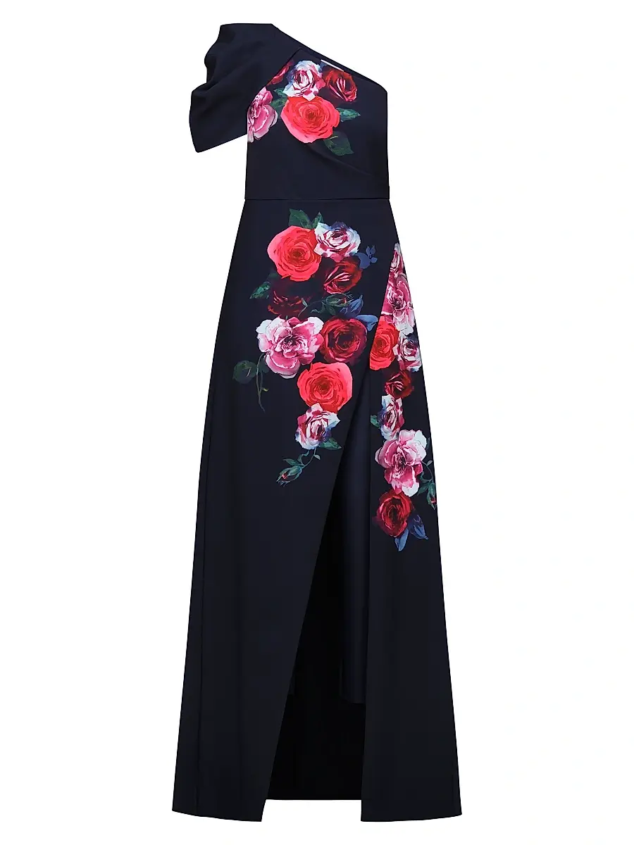 Kay Unger Women's Feyre Floral One-Shoulder Jumpsuit - Dark Twilight | Image 1 Kay Unger Women's Feyre Floral One-Shoulder Jumpsuit - Dark Twilight | Image 1