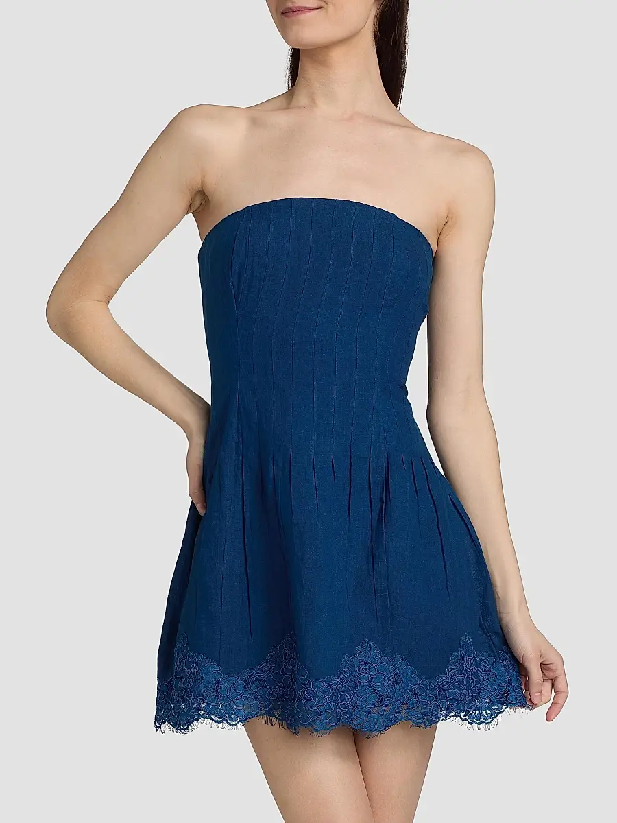 Cami NYC Women's Belinda Strapless Lace-Trimmed Linen Minidress | Thumbnail 3 Cami NYC Women's Belinda Strapless Lace-Trimmed Linen Minidress | Thumbnail 3