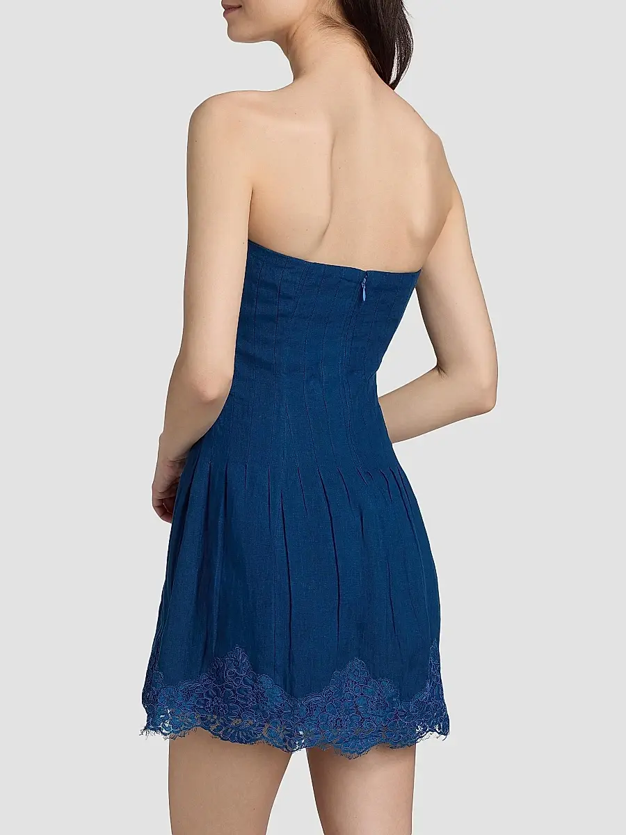 Cami NYC Women's Belinda Strapless Lace-Trimmed Linen Minidress | Thumbnail 5 Cami NYC Women's Belinda Strapless Lace-Trimmed Linen Minidress | Thumbnail 5