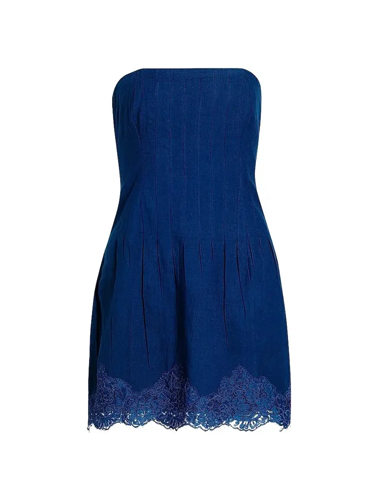 Cami NYC Women's Belinda Strapless Lace-Trimmed Linen Minidress - Sailor | Image 1 Cami NYC Women's Belinda Strapless Lace-Trimmed Linen Minidress - Sailor | Image 1