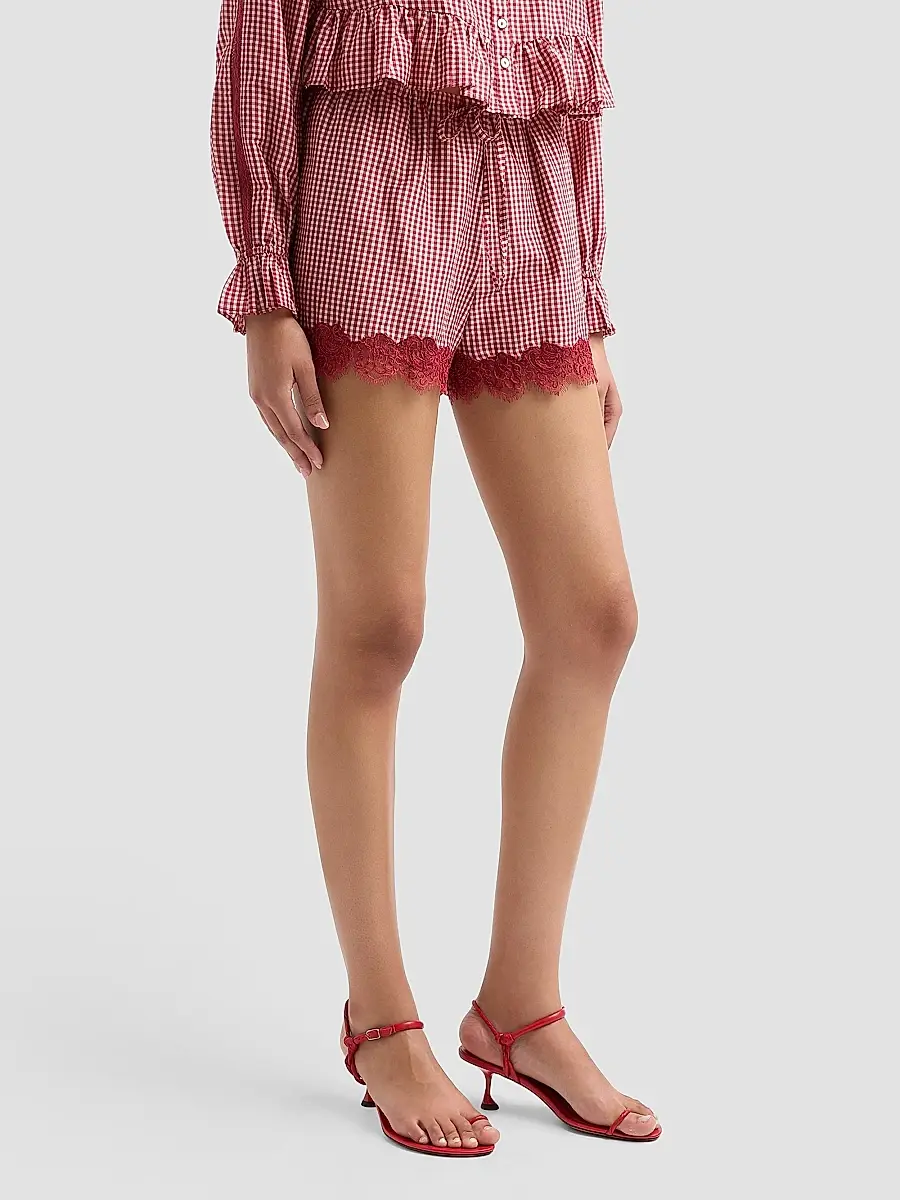 Cami NYC Women's Cassandra Gingham Cotton-Silk Lace-Trim Shorts | Thumbnail 4 Cami NYC Women's Cassandra Gingham Cotton-Silk Lace-Trim Shorts | Thumbnail 4
