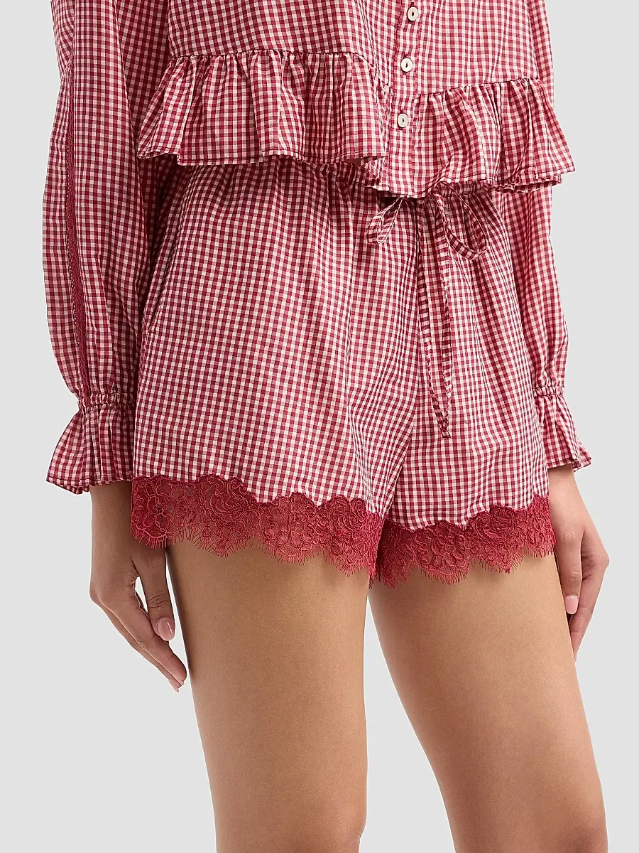 Cami NYC Women's Cassandra Gingham Cotton-Silk Lace-Trim Shorts | Thumbnail 5 Cami NYC Women's Cassandra Gingham Cotton-Silk Lace-Trim Shorts | Thumbnail 5