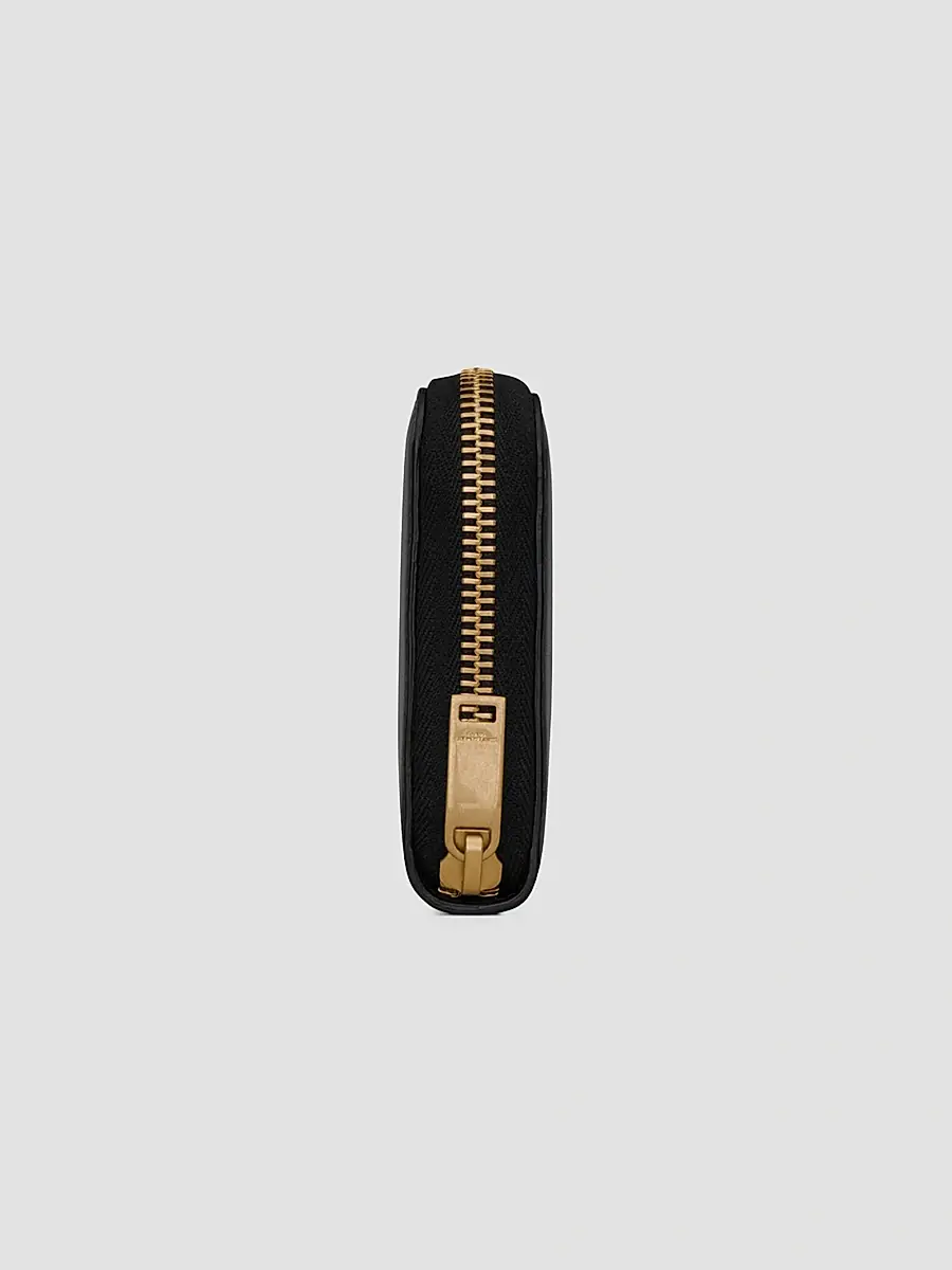 Saint Laurent Men's Tiny Cassandre Zip-Around Wallet in Crocodile-Embossed Leather - Black | Thumbnail 4