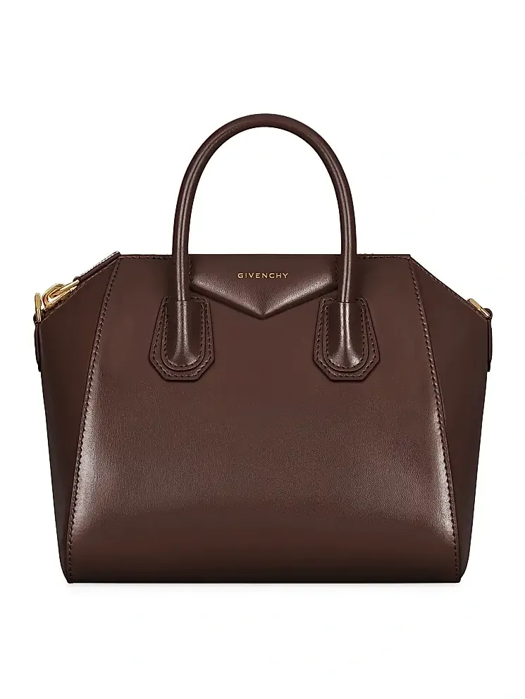 Givenchy Women's Small Antigona Top Handle Bag in Box Leather - Dark Brown
