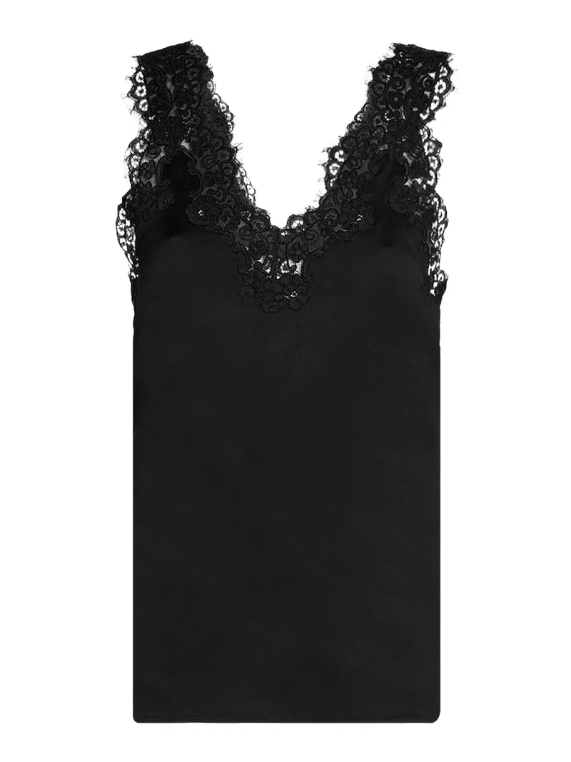 Women's Lace-Trimmed Satin Top