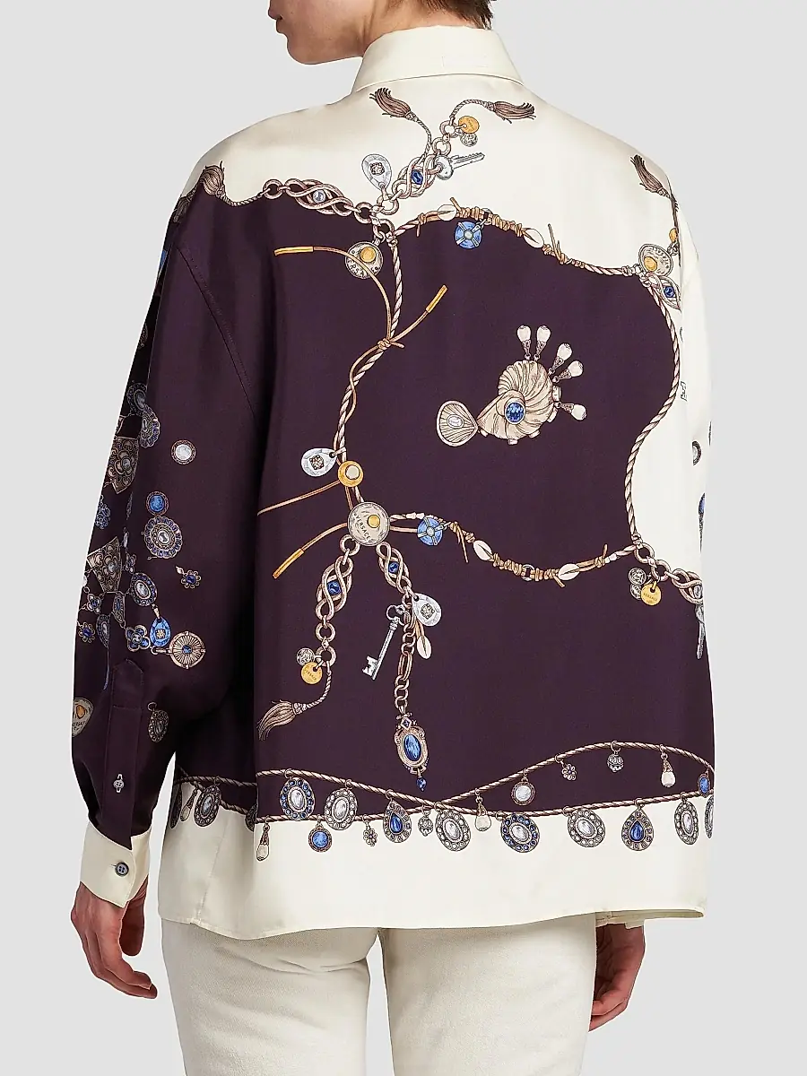 Versace Women's La Vacanza Stolen Jewels Print Silk Shirt | Thumbnail 5
