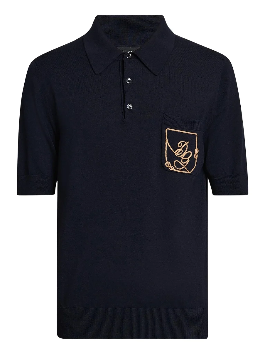 Dolce & Gabbana Men's Logo Embroidered Wool Polo Shirt