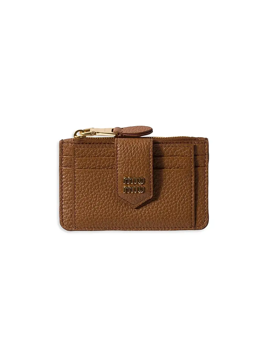 Miu Miu Women's Leather Card Holder - Brown | Image 1 Miu Miu Women's Leather Card Holder - Brown | Image 1