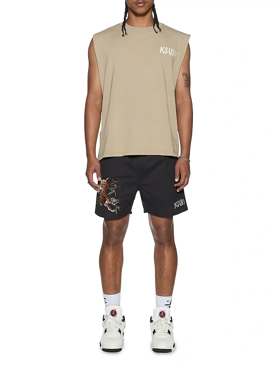Ksubi Men's Stay Up Embroidered Logo Cotton Fleece Shorts | Thumbnail 2 Ksubi Men's Stay Up Embroidered Logo Cotton Fleece Shorts | Thumbnail 2