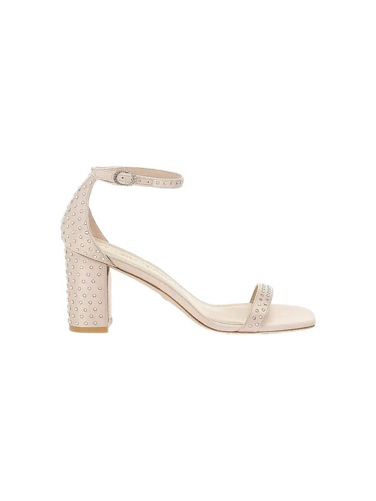 Stuart Weitzman Women's Nearlynude Satin Studded Sandals