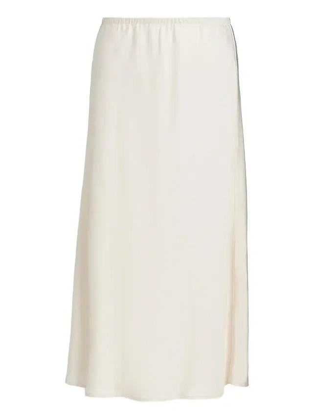 Women's Lace-Trim Satin Midi-Skirt Women's Lace-Trim Satin Midi-Skirt