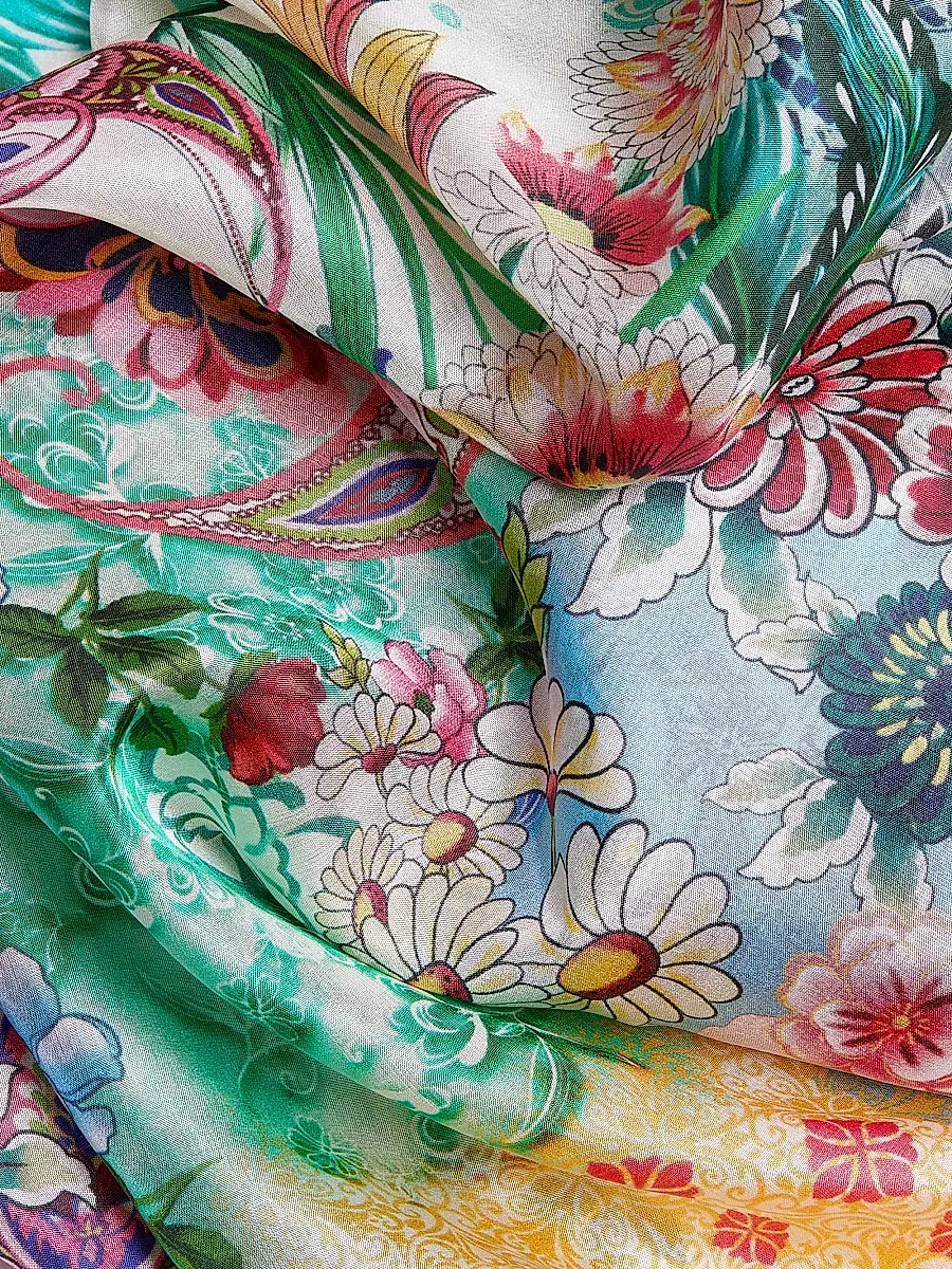 Johnny Was Women's Patchwork Silk Scarf | Thumbnail 3 Johnny Was Women's Patchwork Silk Scarf | Thumbnail 3