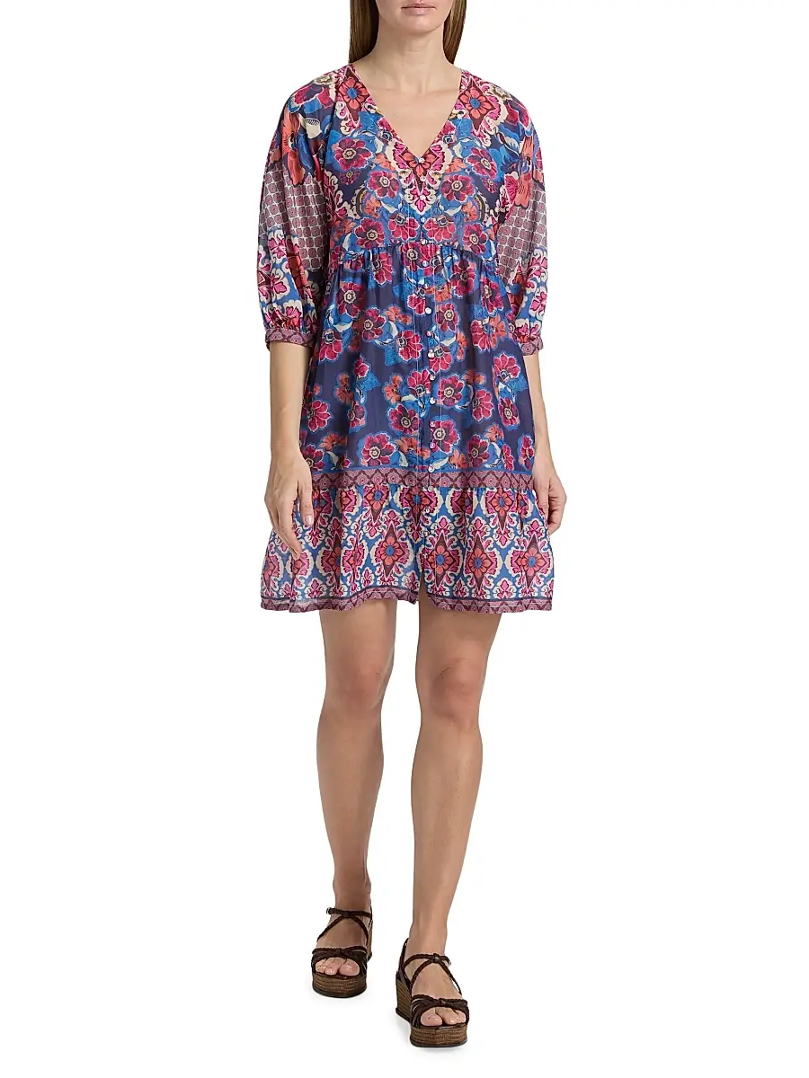 Johnny Was Women's Bletilla Cotton-Silk Minidress | Thumbnail 2 Johnny Was Women's Bletilla Cotton-Silk Minidress | Thumbnail 2