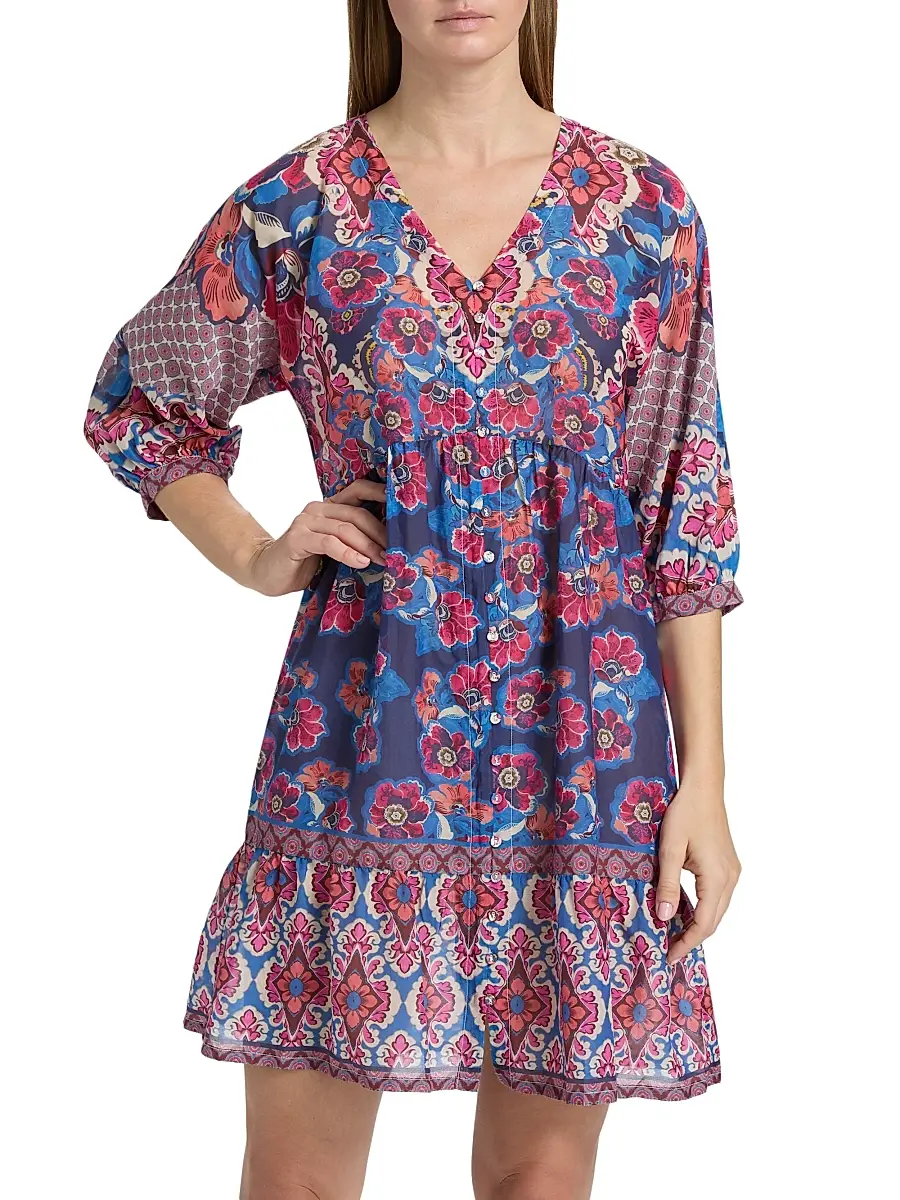 Johnny Was Women's Bletilla Cotton-Silk Minidress | Thumbnail 3 Johnny Was Women's Bletilla Cotton-Silk Minidress | Thumbnail 3