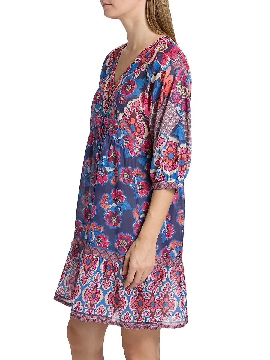 Johnny Was Women's Bletilla Cotton-Silk Minidress | Thumbnail 4 Johnny Was Women's Bletilla Cotton-Silk Minidress | Thumbnail 4