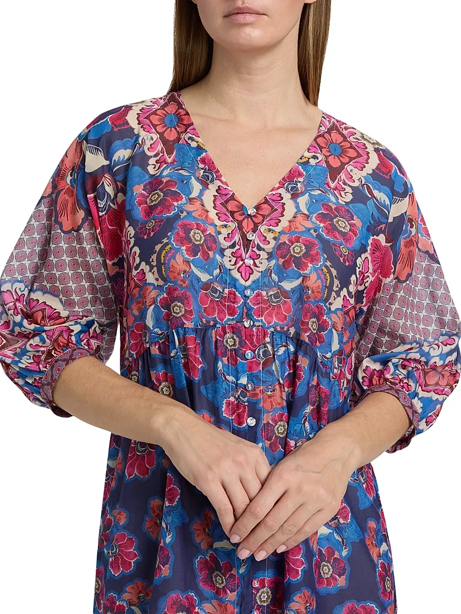 Johnny Was Women's Bletilla Cotton-Silk Minidress | Thumbnail 6 Johnny Was Women's Bletilla Cotton-Silk Minidress | Thumbnail 6