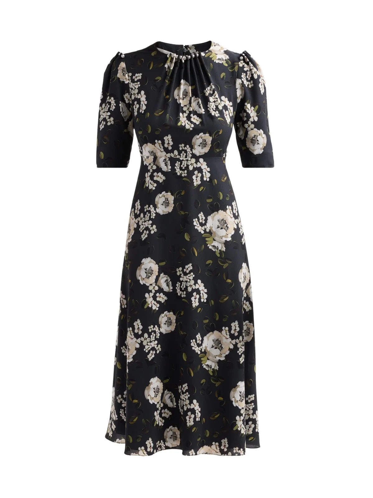 Women's Embellished Floral Cocktail Midi Dress