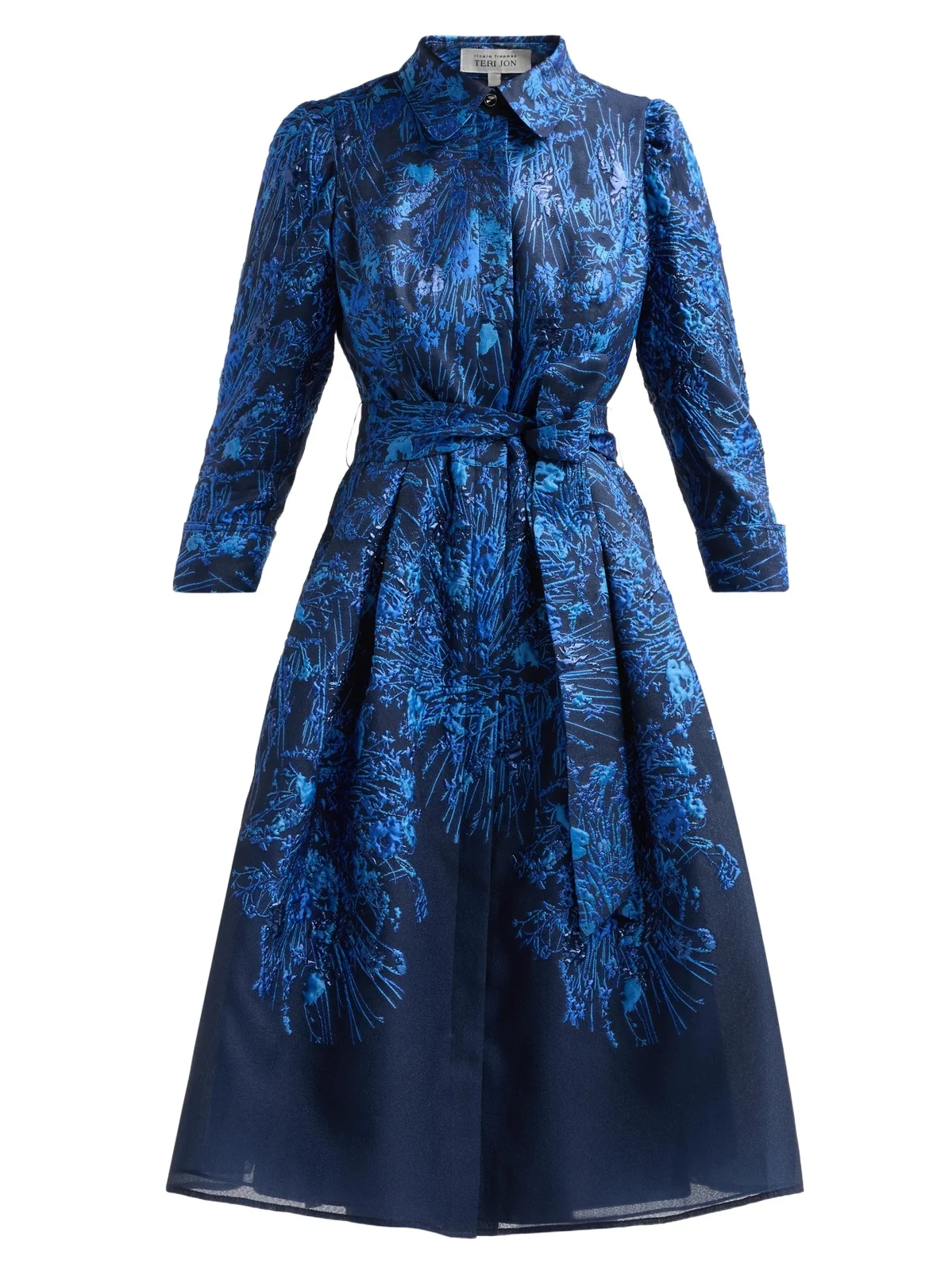 Teri Jon by Rickie Freeman Women's Jacquard Organza Cocktail Shirtdress
