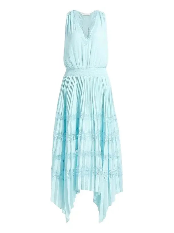 Women's Roselyn Pleated Lace-Trim Midi Dress