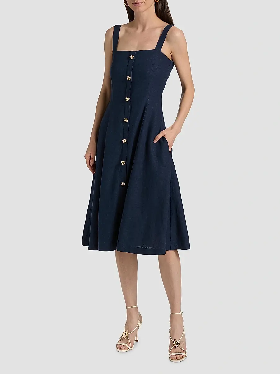 Generation Love Women's Freida Linen-Blend Midi-Dress | Thumbnail 3 Generation Love Women's Freida Linen-Blend Midi-Dress | Thumbnail 3