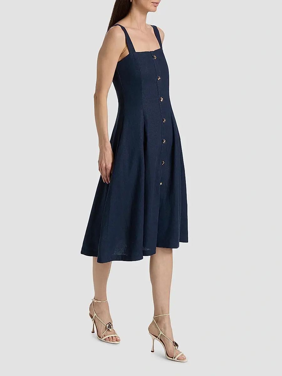 Generation Love Women's Freida Linen-Blend Midi-Dress | Thumbnail 4 Generation Love Women's Freida Linen-Blend Midi-Dress | Thumbnail 4