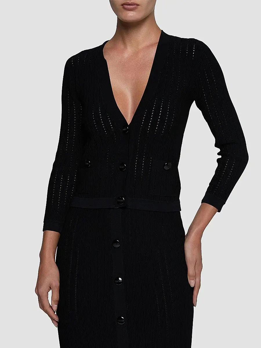 L'Agence Women's Irvin Pointelle-Knit Crop Cardigan | Thumbnail 4 L'Agence Women's Irvin Pointelle-Knit Crop Cardigan | Thumbnail 4