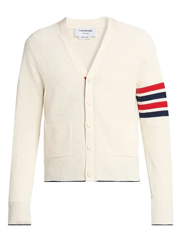 Men's Crossover Tuck Stitch Relaxed-Fit Linen-Cotton Cardigan