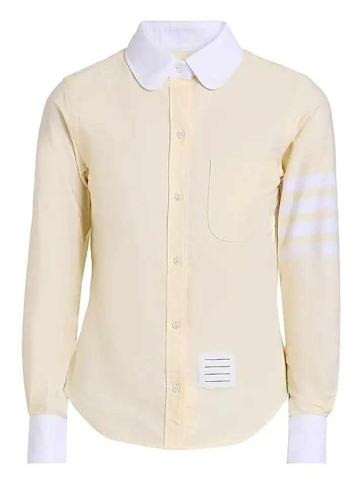 Thom Browne Women's 4-Bar Long-Sleeve Peter Pan Oxford Shirt