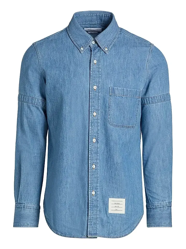 Thom Browne Men's Button-Down Cotton Denim Shirt