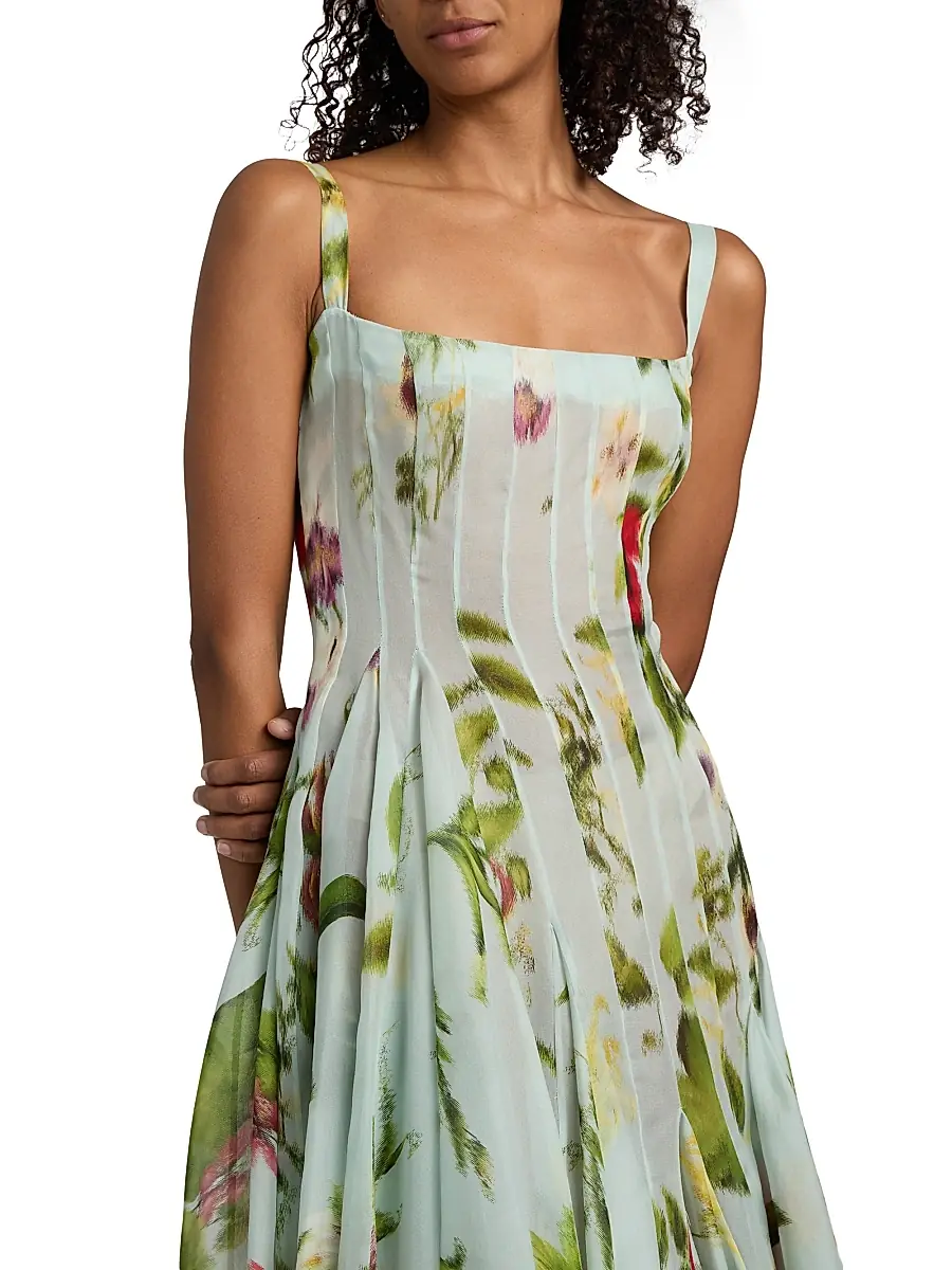 Oscar de la Renta Women's Floral Silk Gazar A-Line Gown | Thumbnail 6 Oscar de la Renta Women's Floral Silk Gazar A-Line Gown | Thumbnail 6