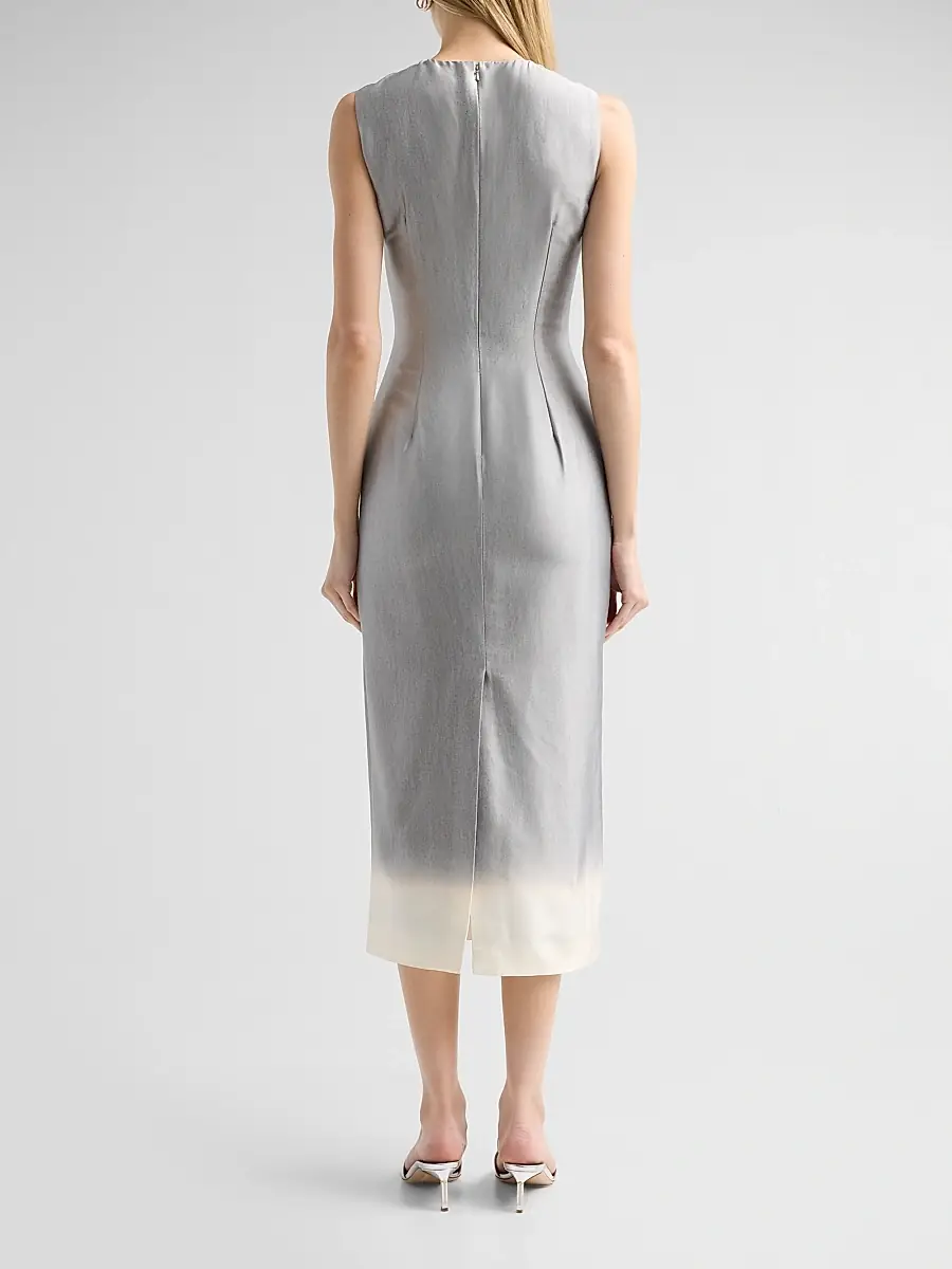 Oscar de la Renta Women's Floral Cotton-Blend Mikado Sheath Midi Dress | Thumbnail 3