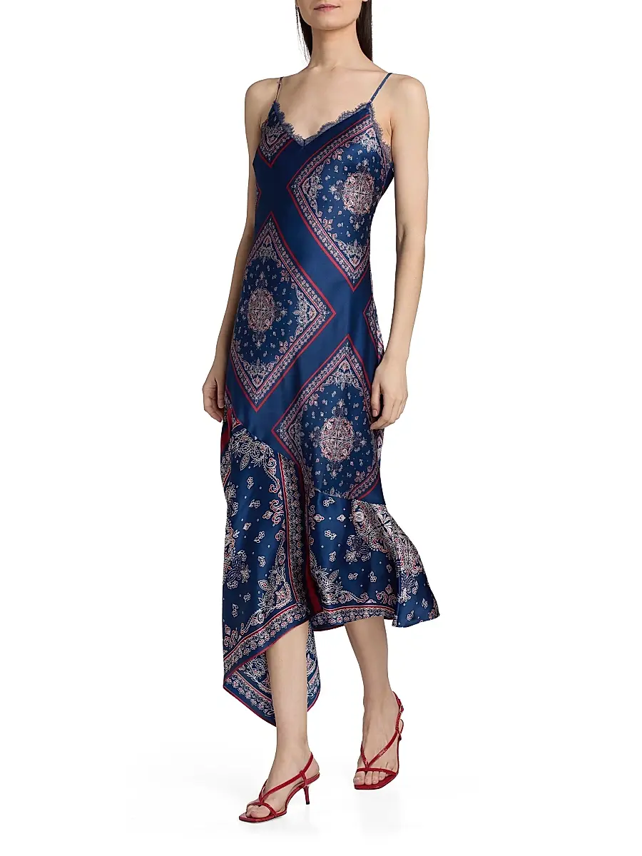 Cami NYC Women's Becky Printed Lace-Trimmed Silk Midi-Dress | Thumbnail 2 Cami NYC Women's Becky Printed Lace-Trimmed Silk Midi-Dress | Thumbnail 2