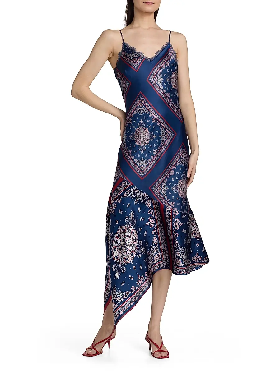 Cami NYC Women's Becky Printed Lace-Trimmed Silk Midi-Dress | Thumbnail 3 Cami NYC Women's Becky Printed Lace-Trimmed Silk Midi-Dress | Thumbnail 3