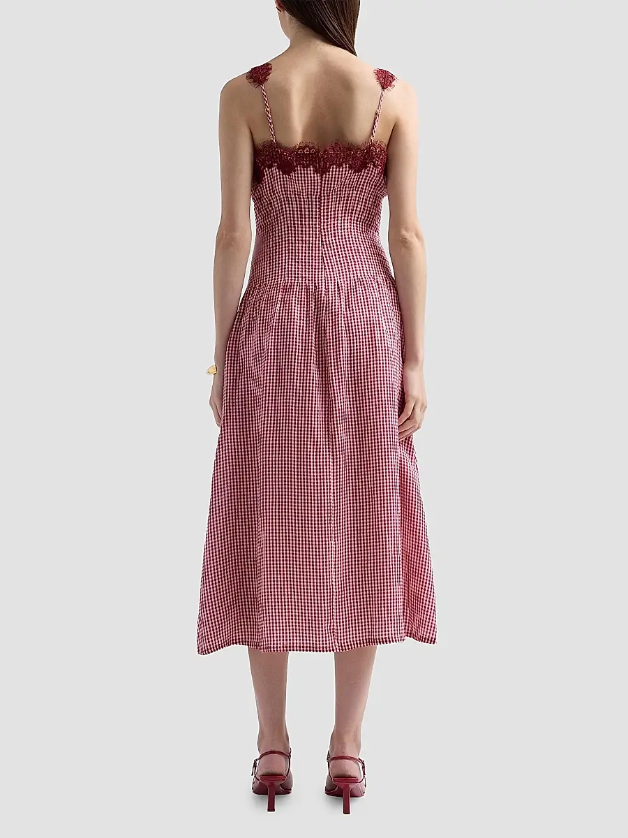 Cami NYC Women's Kairina Lace Gingham Midi Dress | Thumbnail 3 Cami NYC Women's Kairina Lace Gingham Midi Dress | Thumbnail 3