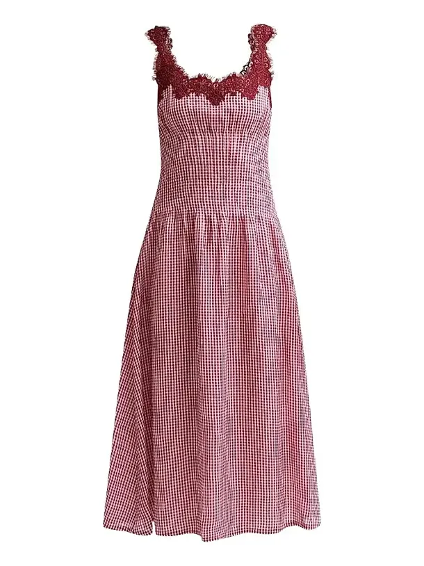 Women's Kairina Lace Gingham Midi Dress Women's Kairina Lace Gingham Midi Dress